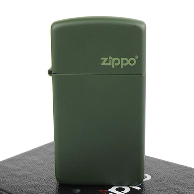 【ZIPPO】美系-LOGO字樣打火機-Green Matte軍綠烤漆(窄版)買到賺到