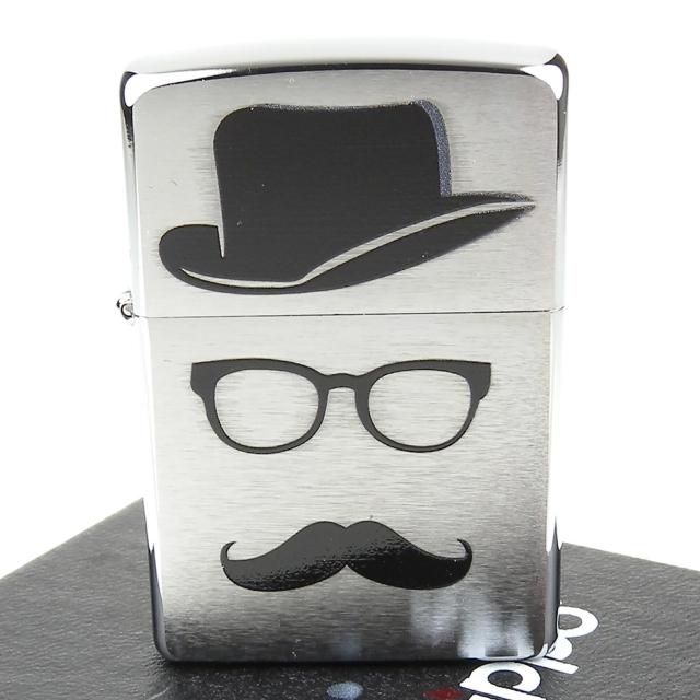 【ZIPPO】美系-Moustache And Hat-翹鬍子與帽子膠印加工打火機促銷商品