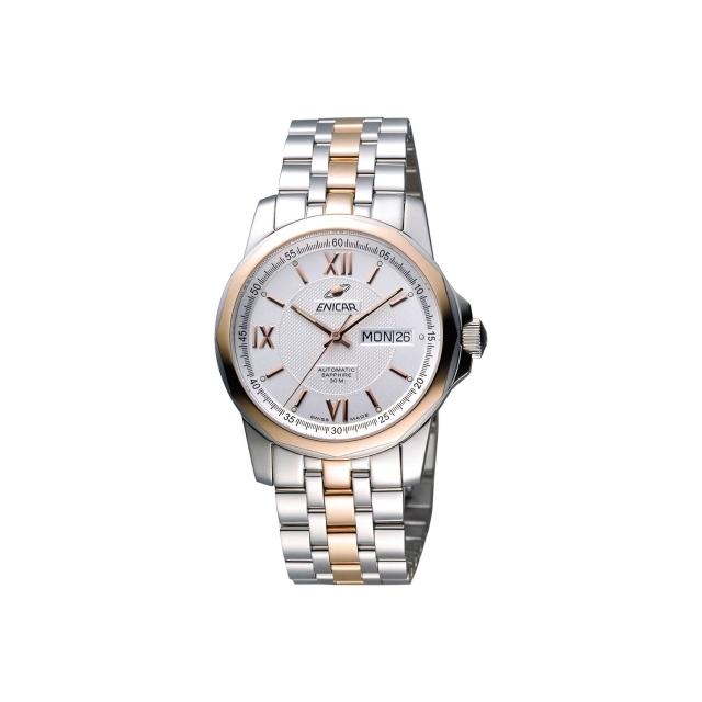 【ENICAR】英納格 羅馬經典日曆機械腕錶-銀x雙色版/39mm(168-51-326G)如何購買?