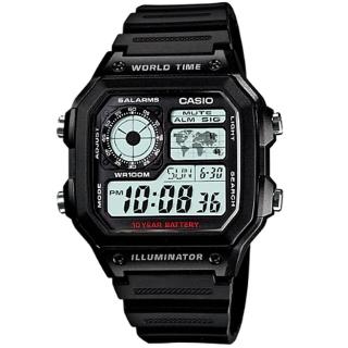 【CASIO 卡西歐】復古風格運動休閒錶 灰面/45mm(AE-1200WH-1AVDF)