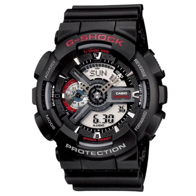 【CASIO】卡西歐G-SHOCK 雙顯重機電子錶-黑(GA-110-1A)售完不補