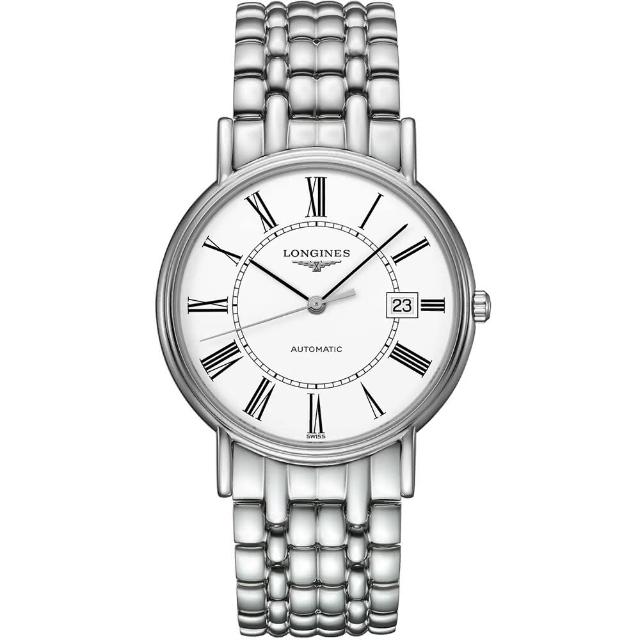 【LONGINES】Presence 經典羅馬機械腕錶-白/38.5mm(L49214116)