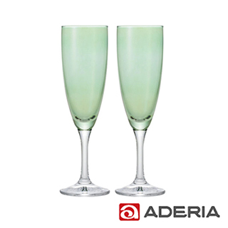 【ADERIA】日本進口香檳酒專用玻璃對杯(綠)
