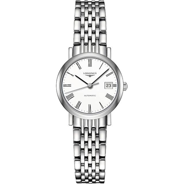 【LONGINES】Elegant 羅馬時尚機械女錶-白/25mm(L43094116)