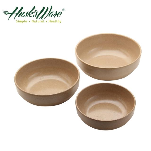 【美國Husk’s ware】稻殼天然無毒環保平底圓碗三件組推薦