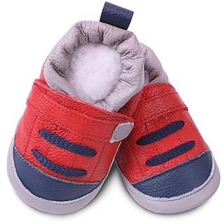 【shooshoos】安全無毒真皮健康手工學步鞋/嬰兒鞋/室內鞋/室內保暖鞋_紅色海軍藍運動型_SRD31(公司貨_軟質)