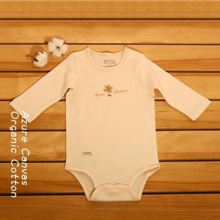 【azure canvas藍天畫布】有機棉嬰幼兒柔適長袖連身衣二件裝-小花70-90cm(原米色)
