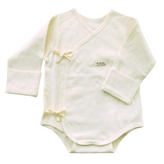 【azure canvas藍天畫布】有機棉嬰兒雙層棉連身肚衣NB-60cm(原米色)