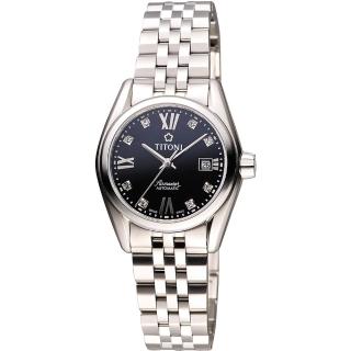 【TITONI】Airmaster 復刻日曆晶鑽腕錶-黑(23909S-354)