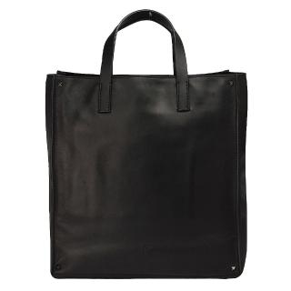【VALENTINO】Rockstud系列仿舊鉚釘小牛皮手提包(黑GYR00314-ANNR02-N12)