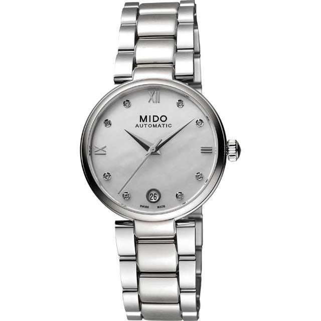 【MIDO】Baroncelli 優雅羅馬真鑽機械女錶-珍珠貝(M0222071111610)