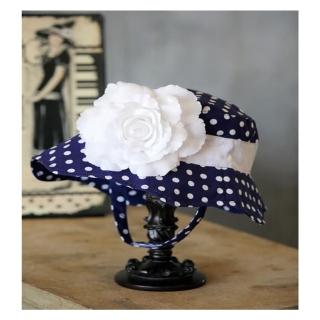 【美國 Fancy That Hat】大花朵抗UV太陽防曬帽/太陽帽_藍白點點/白玫瑰(FTH02)比較推薦