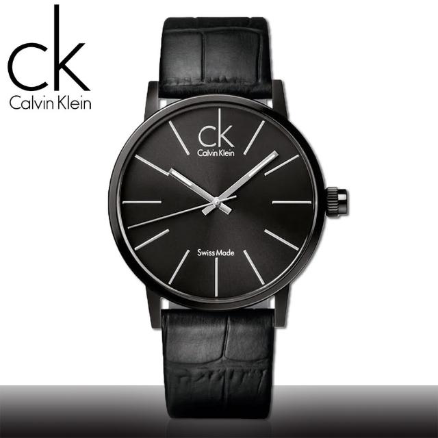 【瑞士 CK手錶 Calvin Klein】黑面_不鏽鋼錶殼_皮革錶帶_時尚男錶(K7621401)便宜賣