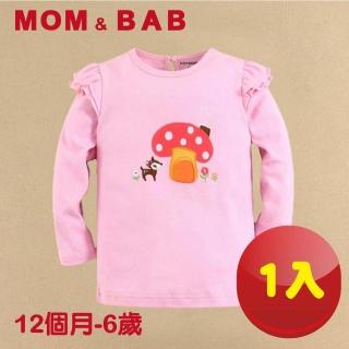 【MOM AND BAB】小鹿蘑菇圓領T恤長袖純棉上衣(12M-6T)