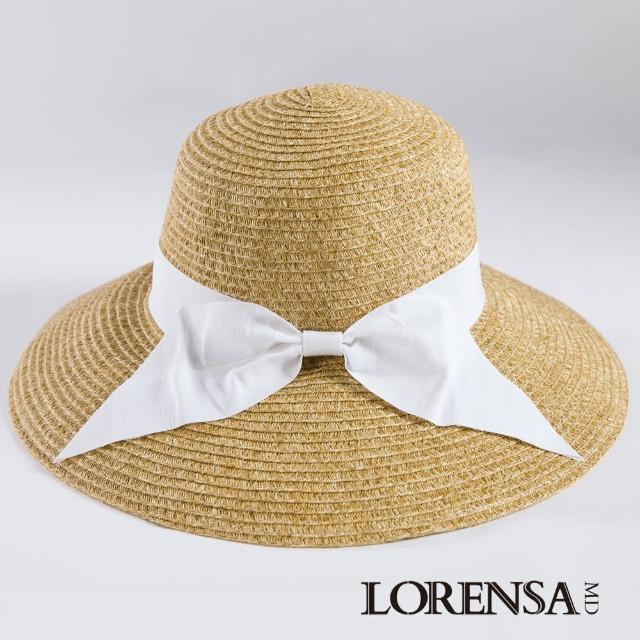 【Lorensa蘿芮】都會款配色緞帶大帽簷抗UV遮陽帽(白色草帽)優惠