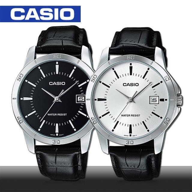 【CASIO 卡西歐】皮革帶_日期_刻度男錶_鏡面4.15公分(MTP-V004L)