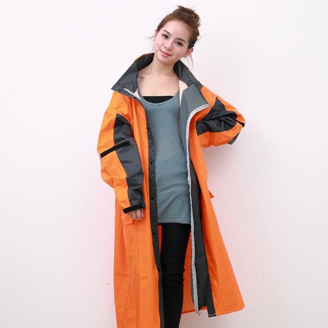【OutPerform雨衣】勁馳率性連身式風雨衣-橘/灰(機車雨衣、戶外雨衣)