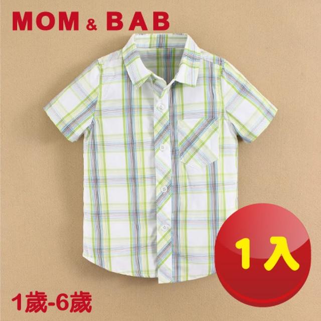 【MOM AND BAB】格紋短袖純棉襯衫上衣-單件組(12M-6T)福利品出清