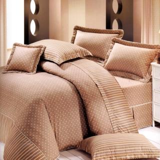 【艾莉絲-貝倫】咖啡點點(3.5x6.2呎)二件式單人(100%純棉)枕套床包組(咖啡色)