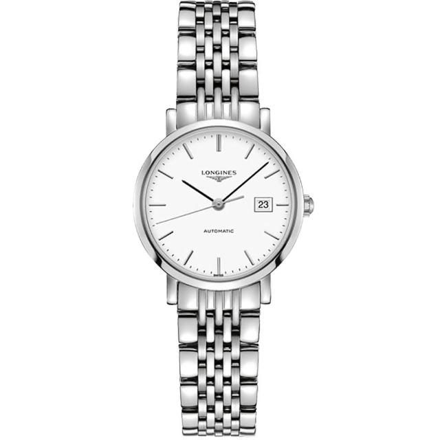 【LONGINES】Elegant 優雅系列機械女錶-白/28mm(L43104126)