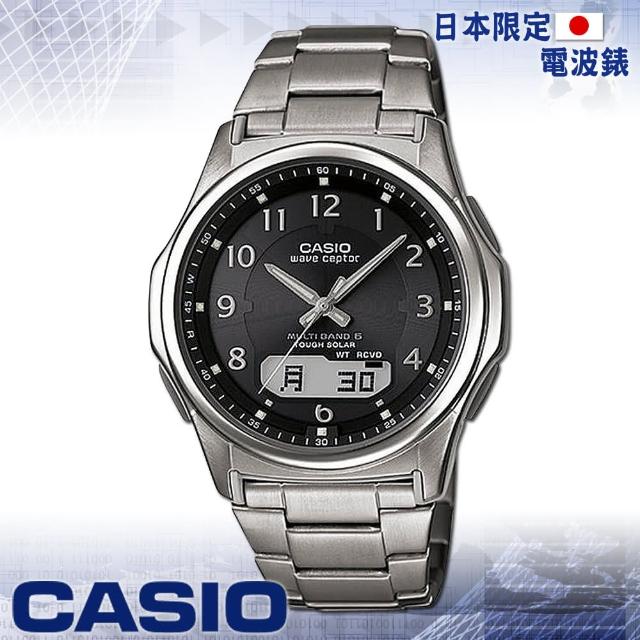 【CASIO 卡西歐】日系_太陽能_電波時計雙顯男錶(WVA-M630TDE 黑)