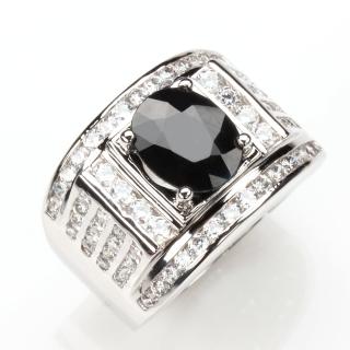 【寶石方塊】九五之位天然3克拉黑藍寶戒-活圍設計