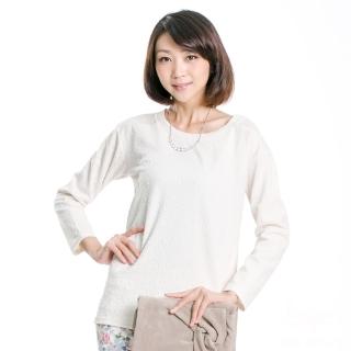 【BOBSON】女款雪紡紗緹織布長袖上衣(米白33081-81)