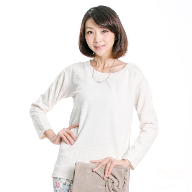 【BOBSON】女款雪紡紗緹織布長袖上衣(米白33081-81)最新
