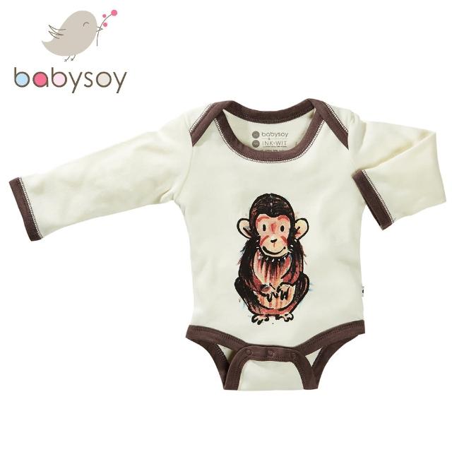 【美國 Babysoy】Janey Baby 有機棉長袖包屁衣606(猩猩)秒殺搶購