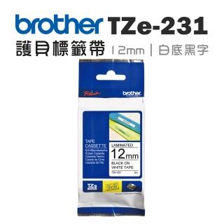 【brother】官方直營 TZe-231 護貝標籤帶 12mm 白底黑字