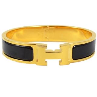 【HERMES】時尚配件經典CLIC H LOGO琺瑯扣式手環(金/黑)