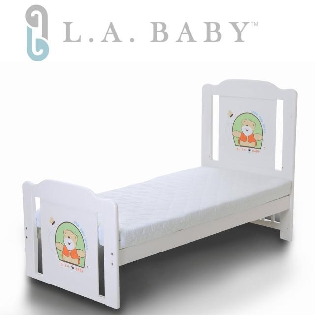 【美國 L.A. Baby】布魯克林童床+雙層護脊床墊(咖啡色 白色)限時優惠