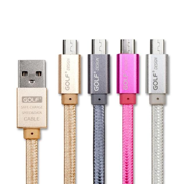 USB2.0 轉 Micro USB 金屬網狀編織快速充電傳輸扁線(1M)