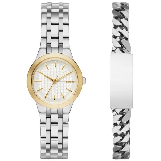 好物推薦-【DKNY】時尚密碼都會套錶組-淡金框x銀(NY2469)