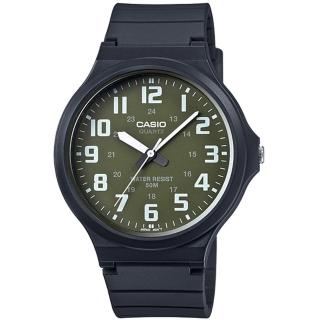 【CASIO】簡約指針設計時尚錶-墨綠x白數字(MW-240-3BVDF)