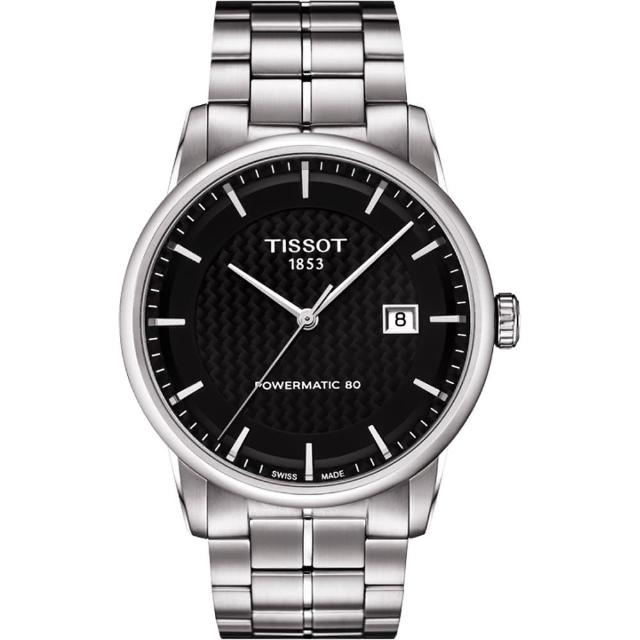 【TISSOT】LUXURY 動力儲存80機械腕錶-黑x銀/41mm(T0864071120102)
