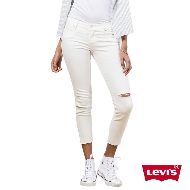 【Levis】711白色破壞中腰緊身窄管輕磅丹寧牛仔褲-亞洲版最新優惠