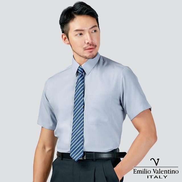 【Emilio Valentino 范倫提諾】吸濕排汗條紋短袖襯衫(灰)熱銷產品