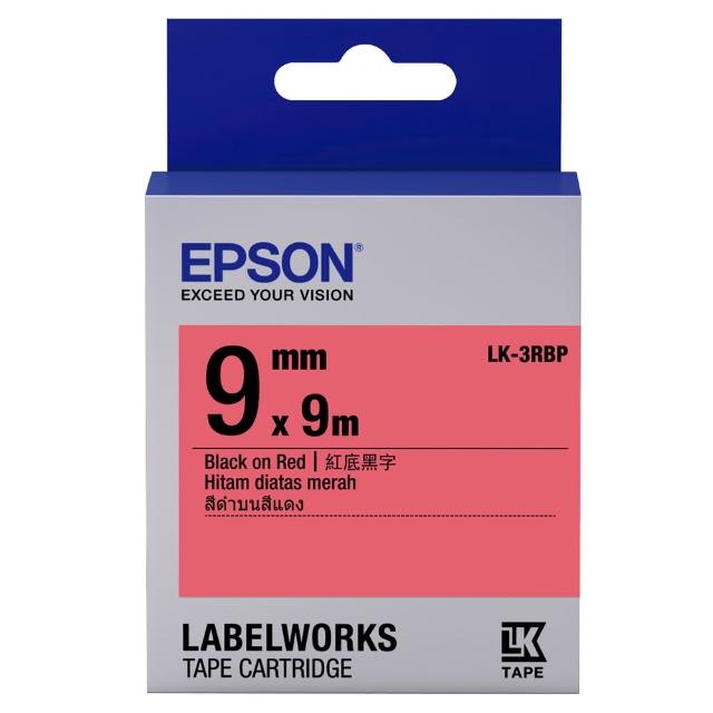 超值推薦-【EPSON】標籤機色帶紅底黑字/9mm(LK-3RBP)