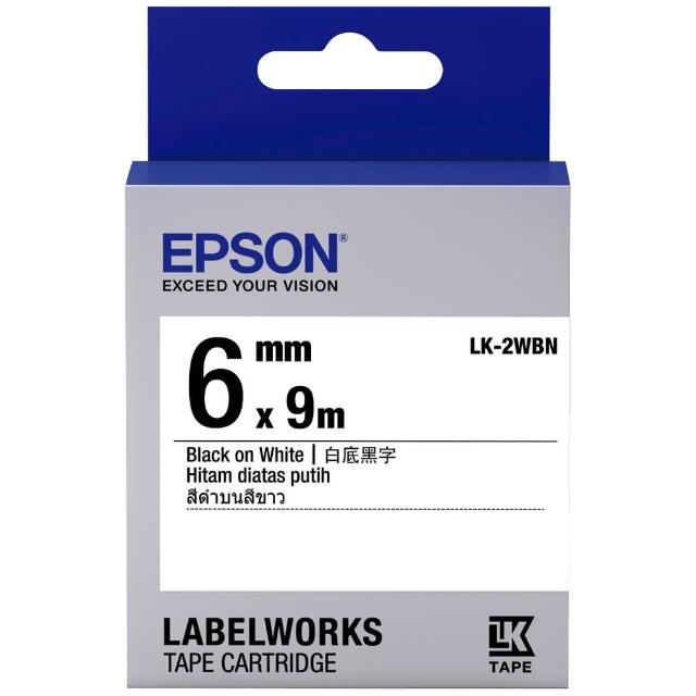 【EPSON】標籤機色帶白底黑字/6mm(LK-2WBN)促銷商品