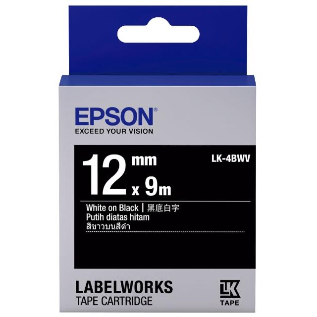 【EPSON】標籤機色帶 黑底白字/12mm(LK-4BWV)優質推薦