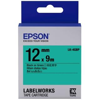 【EPSON】標籤帶 綠底黑字/12mm(LK-4GBP)