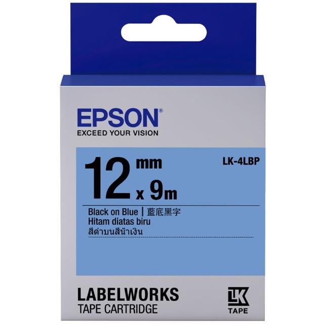 【EPSON】標籤機色帶 藍底黑字/12mm(LK-4LBP)優質推薦