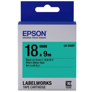 【EPSON】標籤帶 綠底黑字/18mm(LK-5GBP)