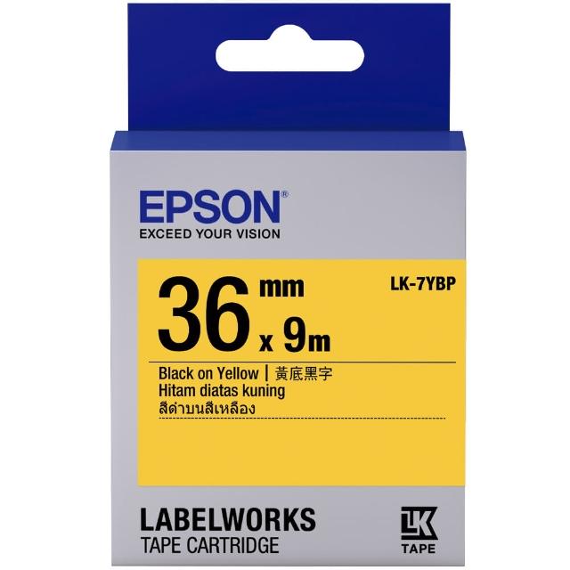 站長推薦-【EPSON】標籤機色帶黃底黑字/36mm(LK-7YBP)