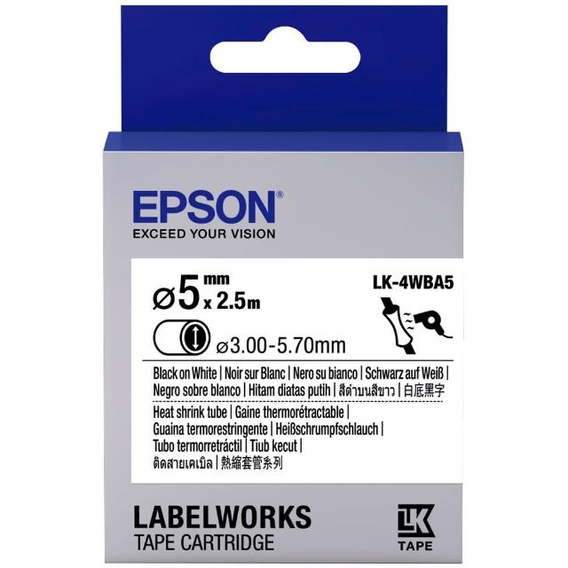 【EPSON】標籤機色帶熱縮套管系列白底黑字/12mm(LK-4WBA5)哪裡買?