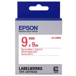 【EPSON】標籤帶 白底紅字/9mm(LK-3WRN)