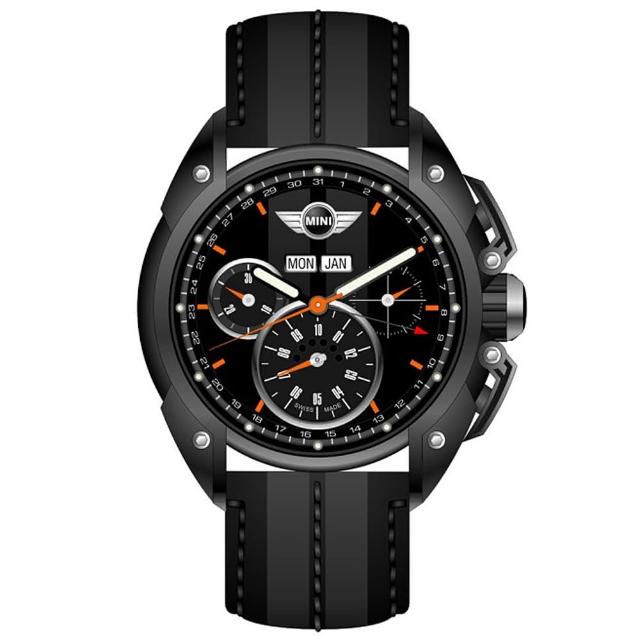 【MINI Swiss Watches】英倫風範運動計時腕錶-灰x黑(MINI-06)