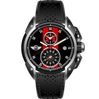 【MINI Swiss Watches】英倫風範運動計時腕錶-黑x紅(MINI-11)