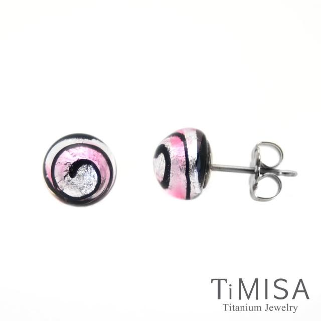 【TiMISA】轉轉繽紛 琉璃純鈦耳環一對(粉紅-網路限定)網友最愛商品